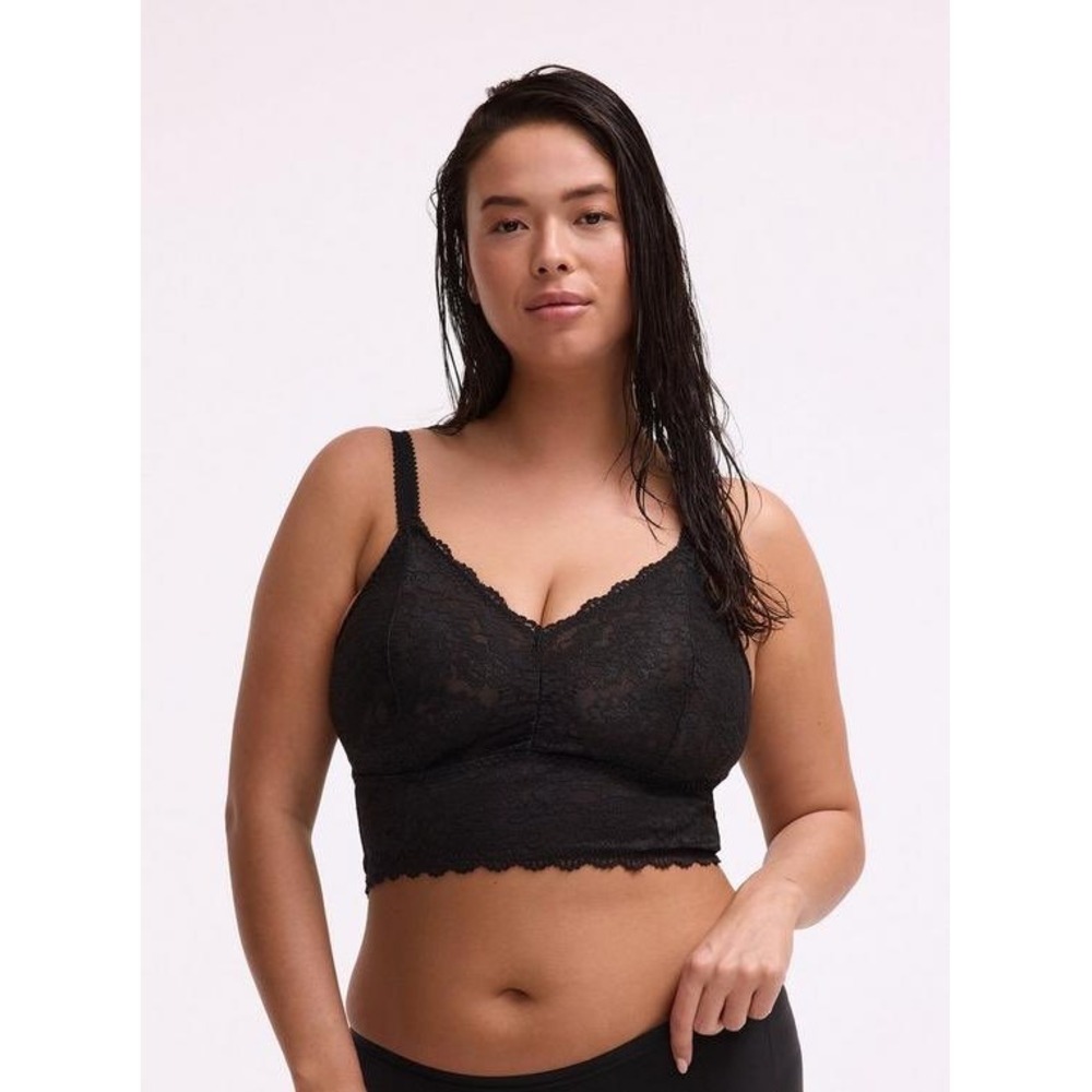 Torrid Bralette Women 2 2X Black Floral Lace Adjustable Strap Wireless Unlined